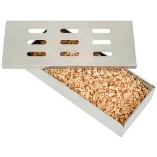 ITA Räucherofen Räucherbox aus Edelstahl Rostfreie Smokerbox für Raucharoma im Grill, 1-St., Für Räucherchips und Holzpellets - Universal Räucher Smoker Box silberfarben