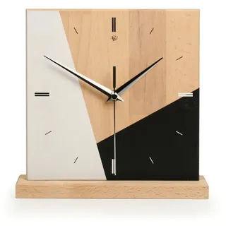 Kreative Feder Standuhr Designer-STANDUHR „Triangle“ aus Massivholz, ohne Ticken; Funk- oder Quarzuhrwerk; elegant, außergewöhnlich, modern beige