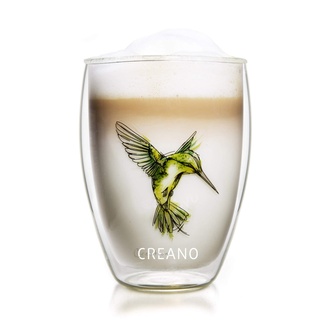 Creano doppelwandiges Tee-Glas, Latte Macchiato, Thermobecher Kolibri | 250ml in exklusiver Geschenkbox, grün