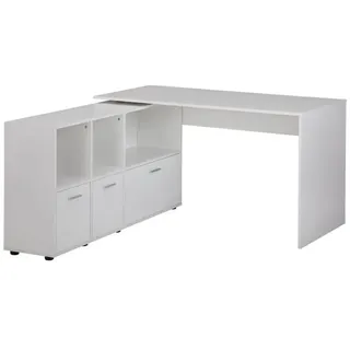 tinkaro Schreibtischkombination Holz SELMA Schreibtisch mit Sideboard Weiß