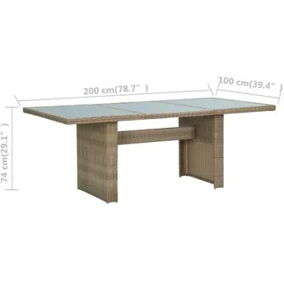 vidaXL Gartentisch 200 x 100 x 74 cm Braun