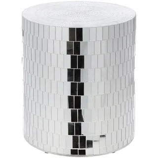 Casablanca modernes Design Casablanca Beistelltisch Disco - Fiberglas und Spiegelglas - glänzend - silberfarben - Höhe 45cm x Ø 38cm