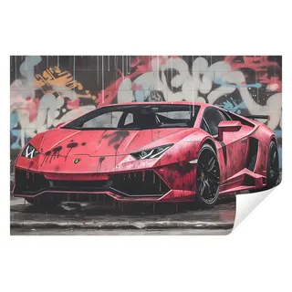 Wallarena Fototapete Kinderzimmer Jungen Auto Graffiti Sportwagen Vlies Tapete Vliestapete, Glatt Vlies Struktur Vinyl, Kinder, Tapete inklusive Kleister Vliestapete Motivtapete 2.08 m x 1.46 m