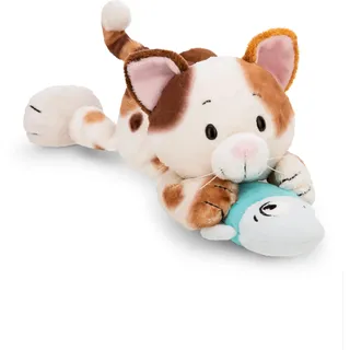 NICI Kuscheltier Glückskatze & Fisch 30 cm Braun