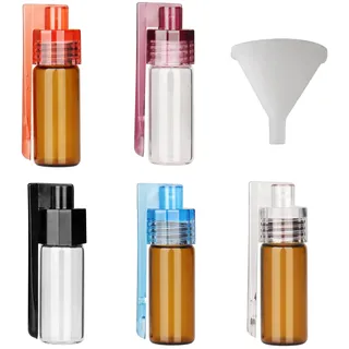 5 Stück Gewürzpulver Werkzeug Glasflasche mit Mini-Silikon-Trichter, Snuffer Bottle Mit Trichter und Cola-Löffel, wasserdichte kleine Glasflasche für Outdoor-Reisen, Aufbewahrungsspender für Gewürze