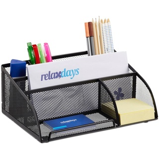 relaxdays Schreibtisch-Organizer Schreibtischorganizer Meta. sz 25,5 x 18,0 x 10,5 cm Schwarz