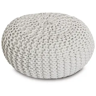 Amagohome Sitzhocker Sitzpouf Strickhocker Pouf Ø45 H30cm Bodenkissen Indoor Baumwolle recy weiß