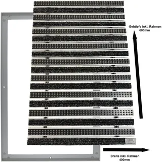 Emco Eingangsmatte DIPLOMAT 22mm   40x60cm   Rips Anthrazit + Bürsten Grau