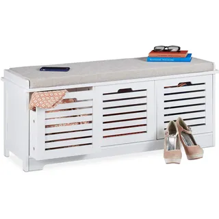 Relaxdays Sitzbank 105 x 44 x 35 cm weiß / weiß gepolstert