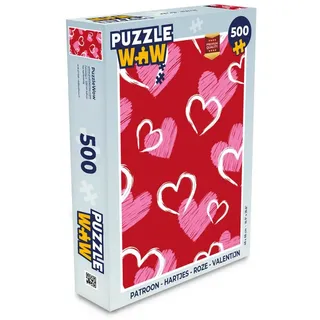 MuchoWow Puzzle Muster - Herzen - Rosa - Valentinstag, 500 Puzzleteile, Foto-Puzzle, Bilderrätsel, Puzzlespiele, Spielzeug rosa|rot 34 cm x 48 cm x 2 cm | Hochformat