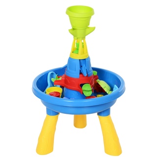 HOMCOM Kinder Spieltisch, Sandkastentisch mit 21-tlg. Zubehör, Wasserpark, Lernspielzeug, Baby Spiel
