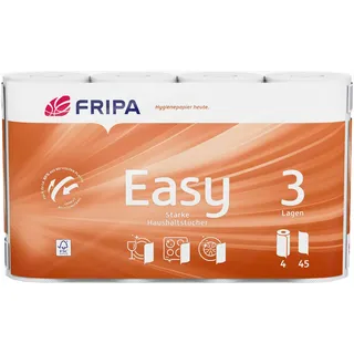 Fripa EASY Haushaltstücher Küchenrollen Zellstoff 3-lagig hochweiß 1 Pack = 24 Rollen