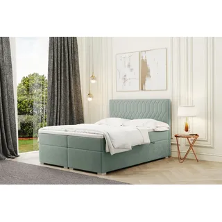 Boxspringbett Schlafzimmerbett DUSTY 180x220cm in Stoff Riviera Mint