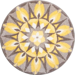 Grund SELBSTLIEBE-Mandala runde ø 80 cm, gelb-grau Badteppich, Kunstfaser, 80 x 12 x 1,8 cm