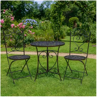 Hti-Living Romantische Gartenmöbel Set 3-tlg. Braun
