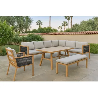 Gardissimo LUKA Rope Alu Ecklounge Gartenmöbel Set Holzoptik Gruppe rechts