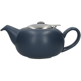 London Pottery Pebble Kleine Teekanne mit Teesieb für losen Tee, Steingut, Schieferblau, 2 Tassen (500 ml)