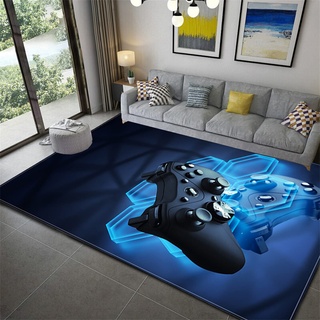 PEIHUODAN Große Wohnzimmer Teppich Spielmaschine 3D Moderner Junge Mädchen Schlafzimmer Teppich Rutschfester Gamepad Fußmatten Waschbare Kinderzimmer Teppiche Läufer Rug Gaming (Blau,80 x 120 cm)