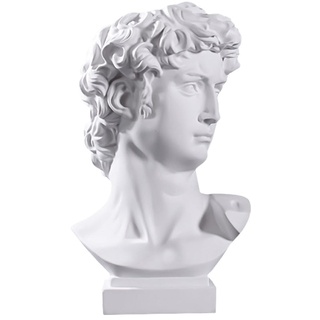HOMSFOU David-vase Flippige Möbel Kopf Pflanzer David Gesicht Vase Trockenblumen Zur Dekoration Kosmetikpinselhalter Vase des Menschlichen Körpers Griechische Mythologie Zement Harz Weiß