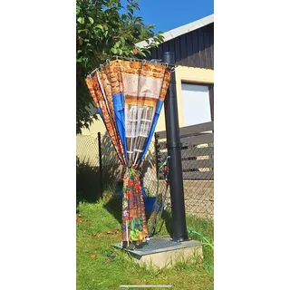 Generisch Sichtschutz & Duschkabiene für GERADE Solardusche Gartendusche Außendusche Natur V2A
