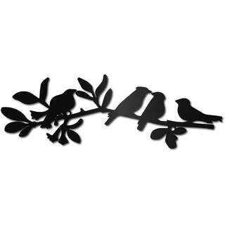 CREATCABIN Vögel Auf AST,Metall-Wandkunst,Dekor,Skulptur,Hängende Dekoration,Schild,4 Vögel,Eisen-Wandkunst,Schwarz,Rustikale Dekoration,Ornament,Wand Für Garten,Innen Außenbereich,Wohnzimmer,30x10cm