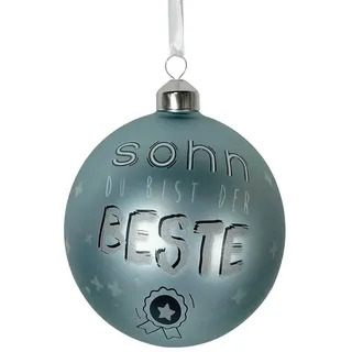 Christbaumkugel - Sohn du bist der Beste - Weihnachtskugel Echt Glas Blau