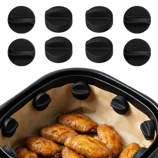 8 Stück Air Fryer Magnet Silikon Schnalle Set,Magnetische Silikonschnallen,Magnete für Airfryer Backpapier für Airfryer Fixieren von Einweg-Backpapier,Verhindert Verrutschen und Verbrennen (Schwarz)