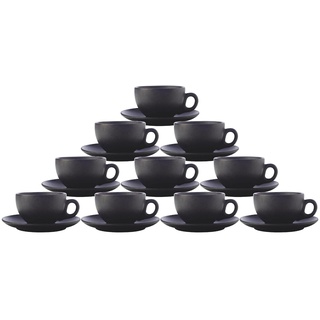 Maxwell & Williams Caviar Black Kaffeetassen mit Untertassen 10er Set Geschirr