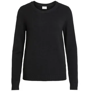 Vila Strickpullover Dünner Rundhals Strickpullover VIRIL für Damen (1-tlg) Regular Fit Rundhals unifarben wärmend Ohne Verschluss schwarz S (36)