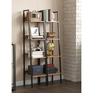 VASAGLE Standregal, Bücherregal, Leiterregal, 140/170 cm, Industrie-Design