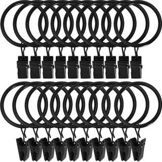20er-Pack Metall-Vorhangringe mit Clips, Vorhangclipringe, Haken zum Aufhängen von Vorhängen und Schleifen