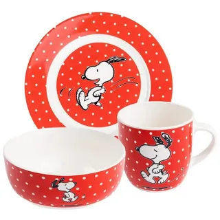 UNITED LABELS The Peanuts Frühstücksset 3-tlg. rot mit Punkten