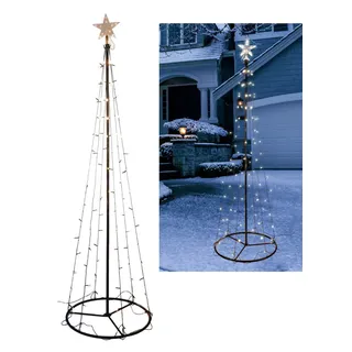 Metall Weihnachtsbaum in Kegel Form - 90 LED / 180 cm - Deko Lichter Baum Außen