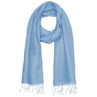 Bovari Schal Leinen Schal für Damen und Herren aus 100% Leinen, - leicht und atmungsaktiv – Ganzjahres-Schal – Fransen-Schal blau