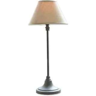 LOBERON Tischlampe Swindon, beige/grau | Wundervolle Antik-Lasur - Klassischer Look - Geradliniges Design - Tischleuchte - Baumwolle - Eisen