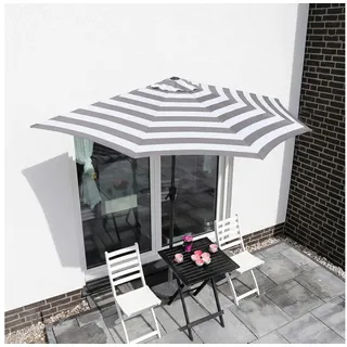 Sekey Balkonschirm 270 cm Sonnenschirm Halbrund Terrassenschirm mit Kurbel, UV50+ Schutz, Halbrundschirm für Balkon, Garten, Hof, Restaurant, Café, Biergarten grau