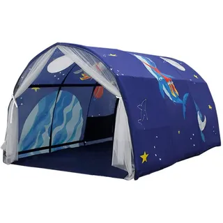 RongXuan Kinder Tunnel mit Netzvorhang für Hochbett Halbhochbett Etagenbett breite 100cm Blau