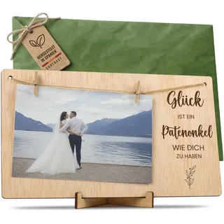 CONTRAXT Fotorahmen mit Holzklammern | Geschenk zur Geburt für Baby & Neugeborene | Bilderrahmen für Ultraschallbild, Fotoleine zum Aufhängen von Babyfotos 10x15, Deko & Geschenkidee (Geburt)