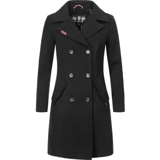 Marikoo Kurzmantel Nanakoo edler Damen Trenchcoat in Wollmantel-Optik schwarz 4XL (48)