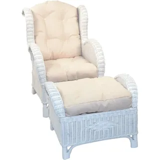 Ohrensessel, weiß, B:66cm H:96cm T:89cm, HOFMANN LIVING AND MORE, Sessel, Ohrensessel, Handgeflochten