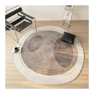 Teppich Runder Teppich für Schlafzimmer, modernes, schlichtes Design., FIDDY braun Ø 80 cm