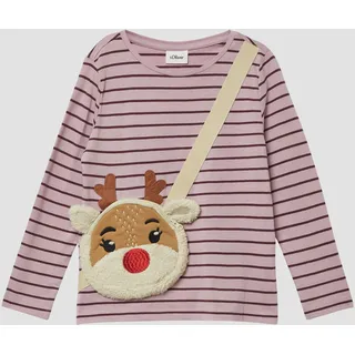 s.Oliver Longsleeve mit Weihnachtsmotiv als aufgesetzte Reißverschlusstasche - pink|mehrfarbig - 92/98