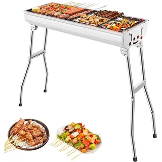 Dibaful Holzkohlegrill Tragbarer Klappgrill Grill Grillrost für Garten Camping Terrasse | Kleiner Kohlegrill Portable Picknickgrill Edelstahl BBQ Holzkohle Charcoal Campinggrill