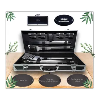 BBQ Grillset 15 Teilig im Koffer mit Personalisierung Geschenk Gravur