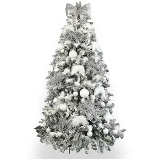 Laalu Weihnachtsbaum, Weiß, Silber, Metall, Kunststoff, Tanne, Freiform, 150 cm, Dekoration, Weihnachtsdekoration, Weihnachtsbäume & Zubehör