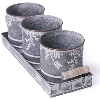 SEINHIJO 3pcs Blumentöpfe Sukkulenten Kaktus Töpfe Metall Aufbewahrung 36cm | Rustikal Schmuckhalter Kerzenhalter Feiertag Geschenk Modern Deko Garten Skulptur für Innen Terrasse Rasen