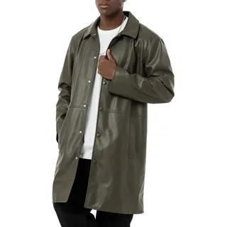 RedBridge Lederimitatmantel mit Hemdkragen und Druckknöpfen Kunstlederjacke Glattes Kunstleder mit eleganter Haptik grün S