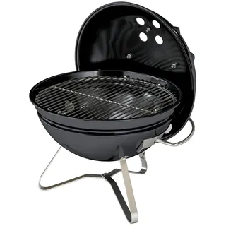 Tragbarer BBQ Grill, Holzkohlegrill Kugelgrill mit Deckel, verstellbare Lüftungsschlitze, Schwarz | Edelstahl | 3,5 kg | 41 x 41 x 44 cm - Schwarz