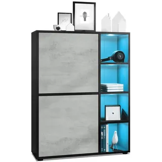 Vladon Highboard, Hellgrau, Holzwerkstoff, 79x105.5x35.5 cm, Wohnzimmer, Kommoden & Sideboards, Highboards