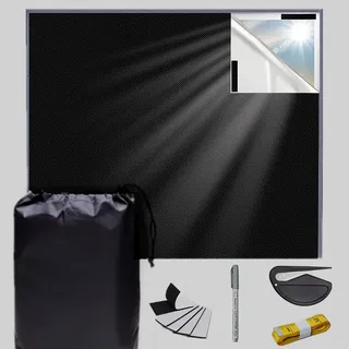 Verdunkelungsrollo 200×145 Cm, Temporäre Verdunkelungsvorhänge, Tragbares Rollo Mit 2 M Flexiblem Lineal Und 20 Klettstreifen.